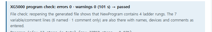 The result with ladder variables/comments — the number of lines in the file check